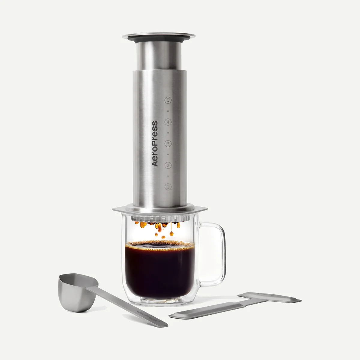 AeroPress Steel Coffee Press, Silver