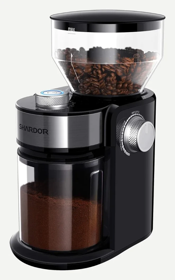 SHARDOR Electric Burr Coffee Grinder 2.0, Glossy Black