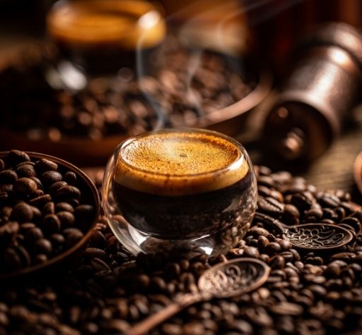 coffee beans and brewed coffee coffee beans and brewed coffee