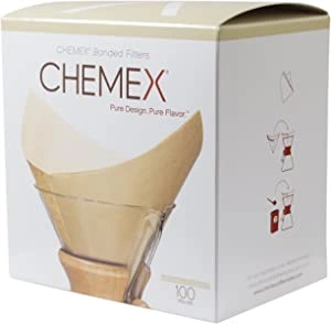 a box of chemex bonded paper coffee filters for pour over