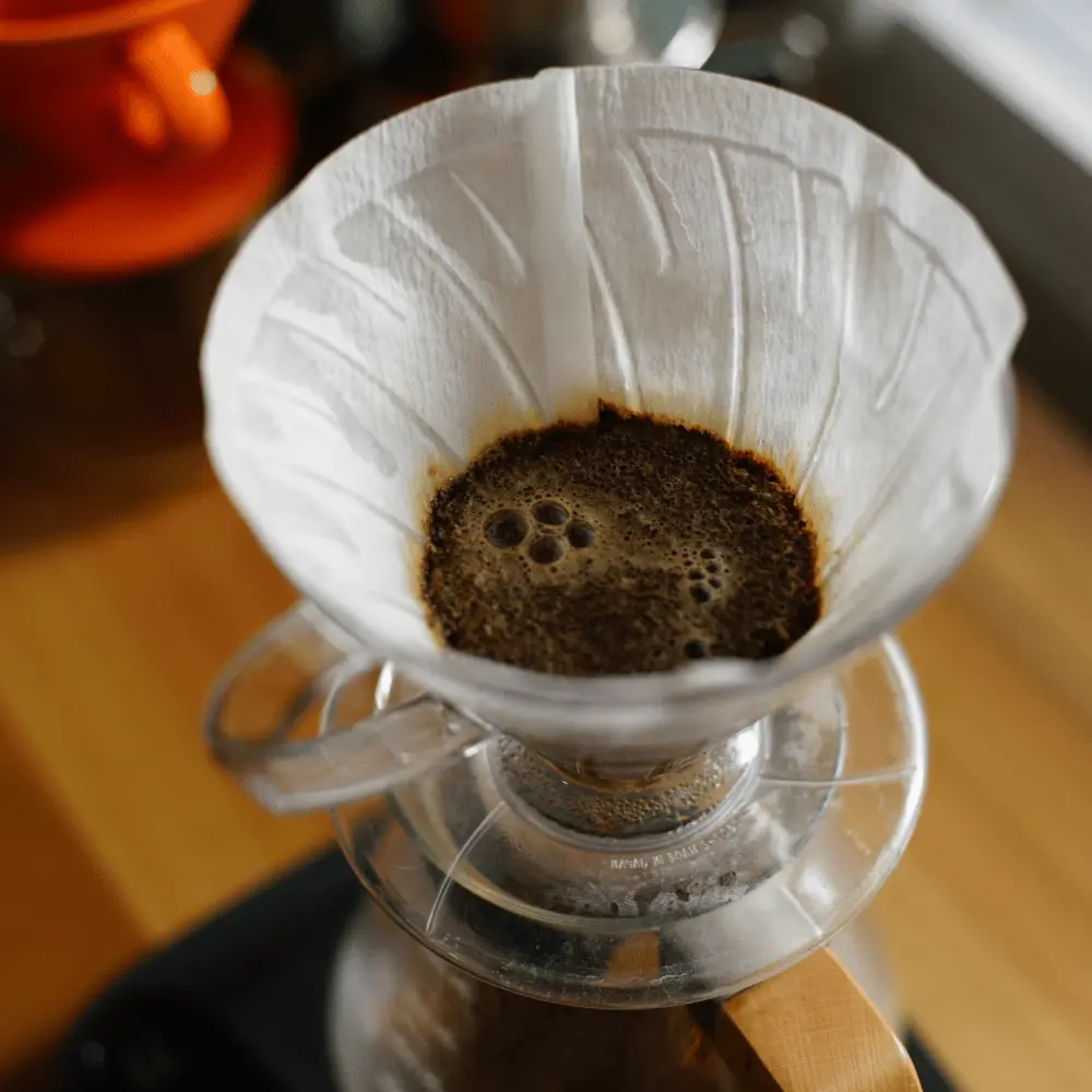 brewing pour over coffee with a hario