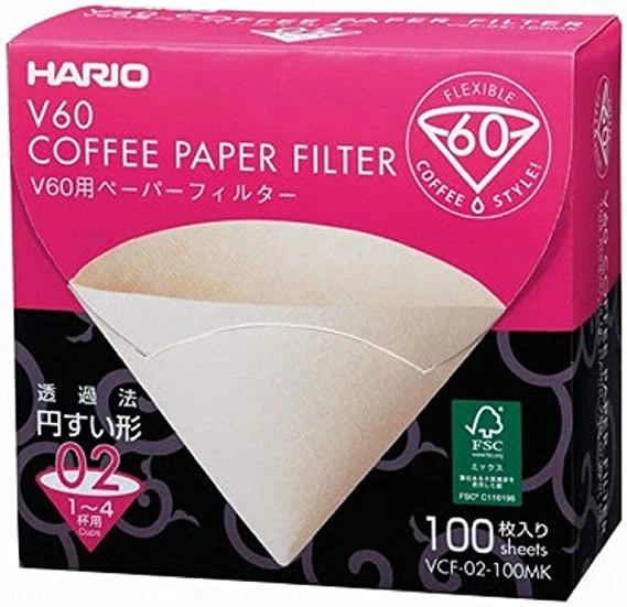 a box of hario v60 paper coffee filters for pour over