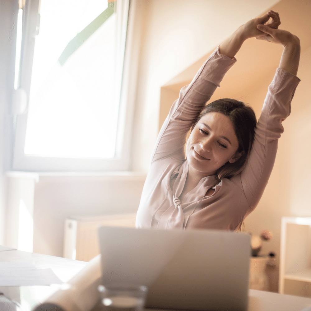 woman feeling great after drinking coffee