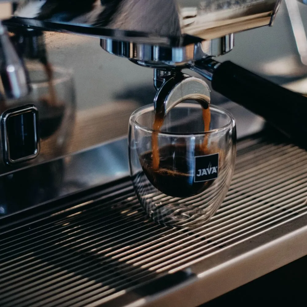 double espresso shot being brewed