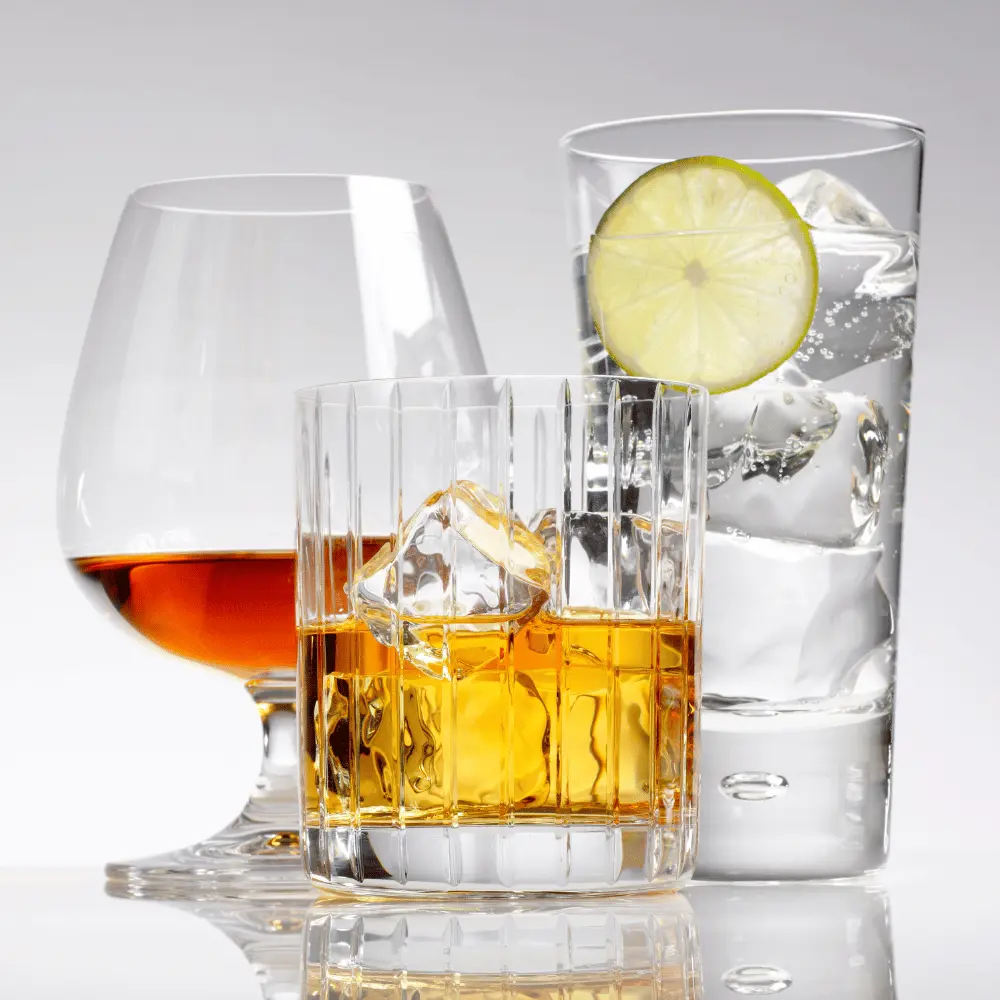alcoholic drinks shot in a studio setting