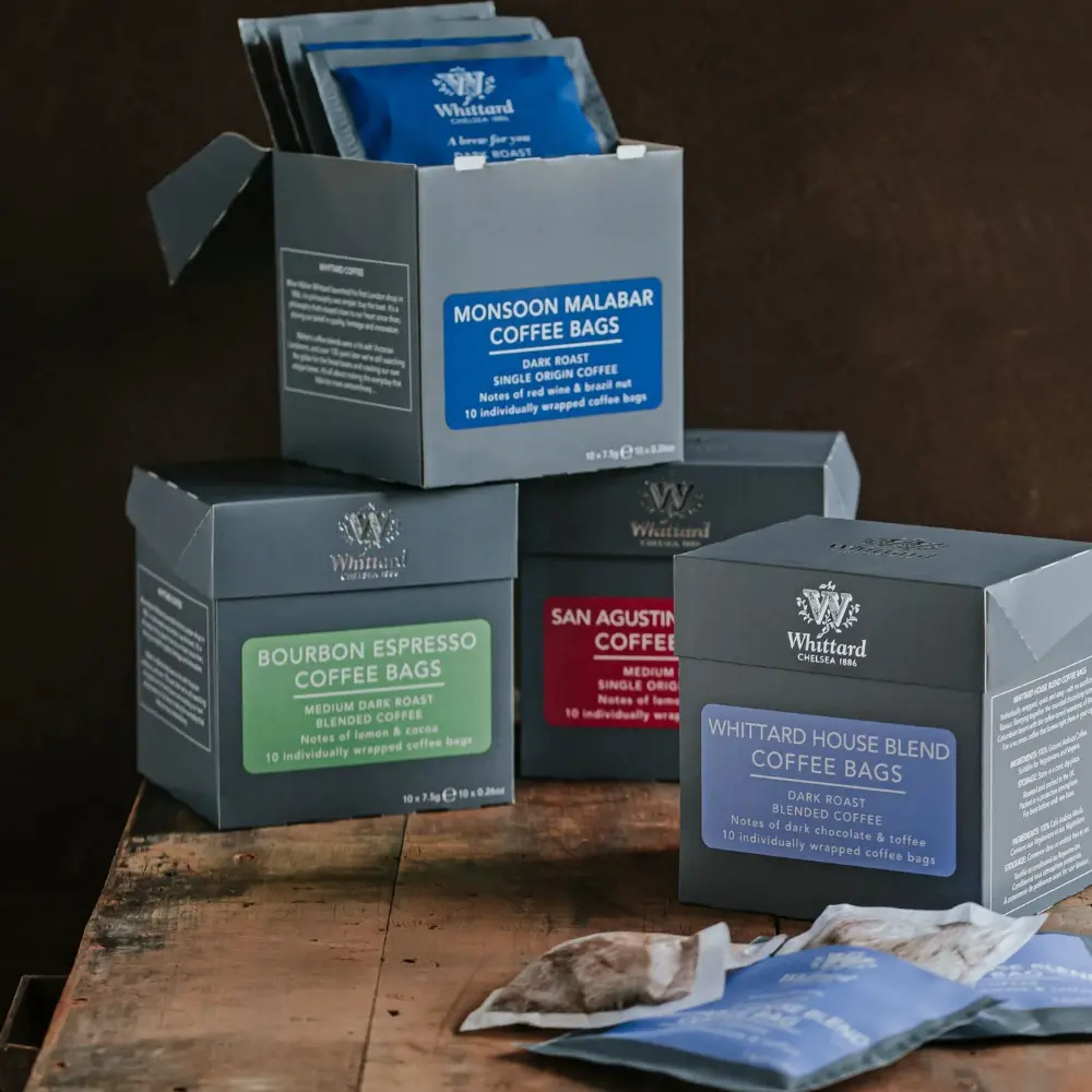 various whittard boxes on a table