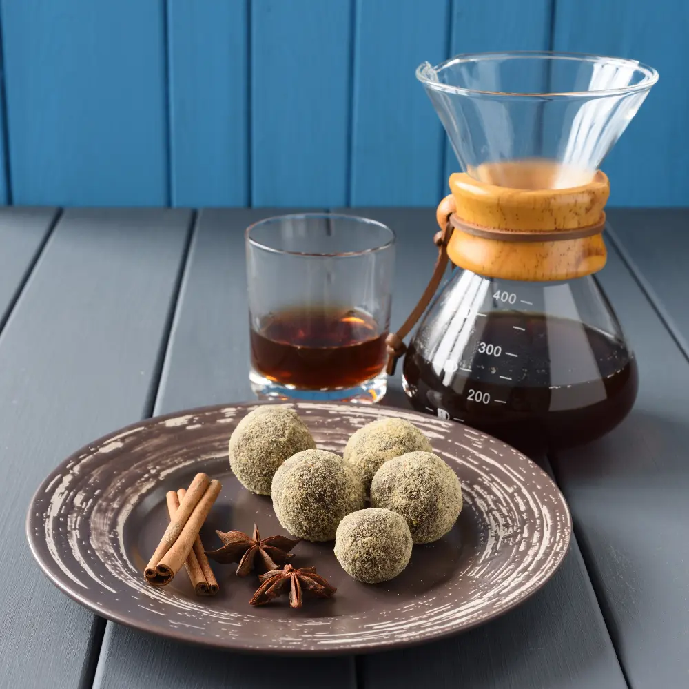 pour over coffee paired with chocolates