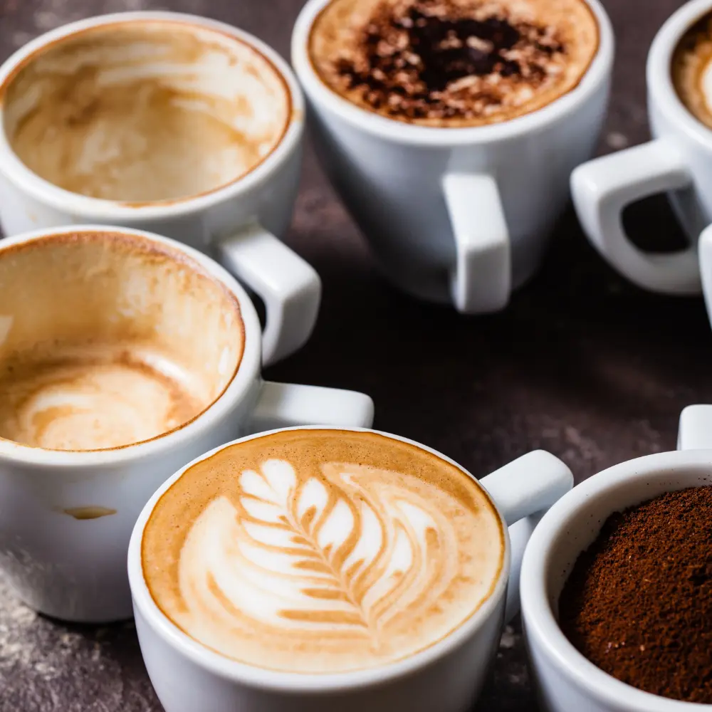 various milk based coffee drinks