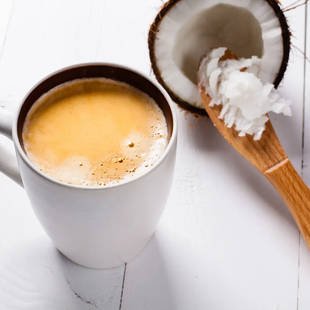 a cup of coffee with coconut
