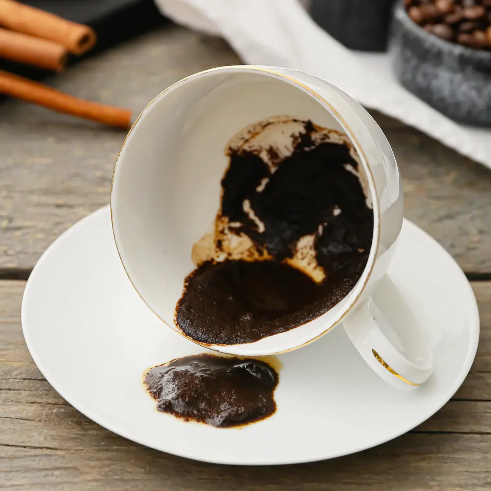 inside of a demitasse cup during a fortune reading