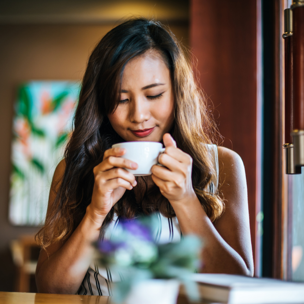 woman in tokyo drinking coffee