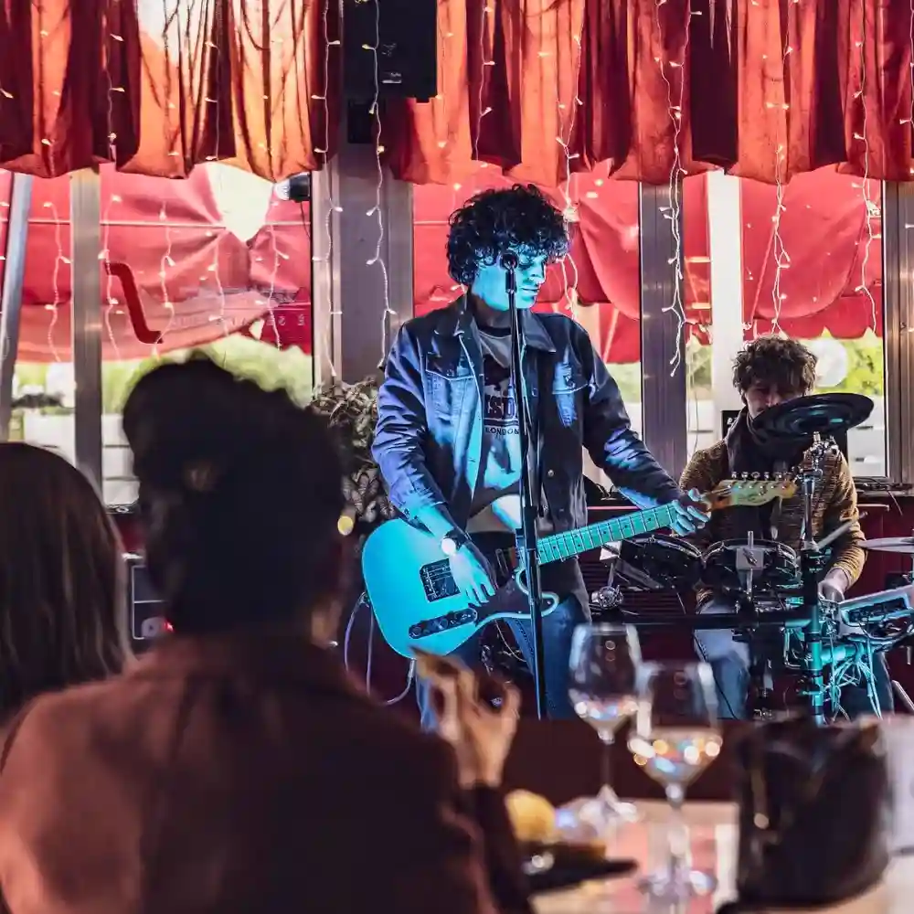 live music being performed at a cafe