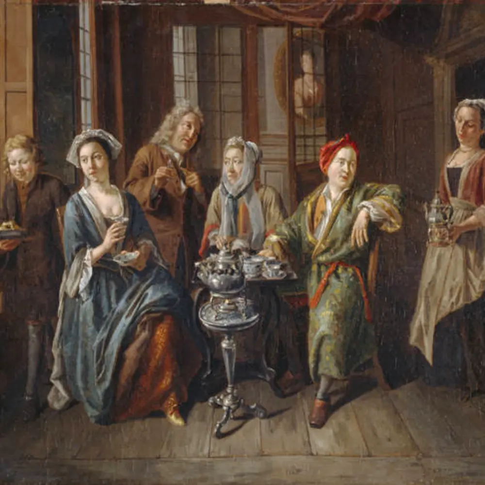 a scene from a 18th century penny universitiy