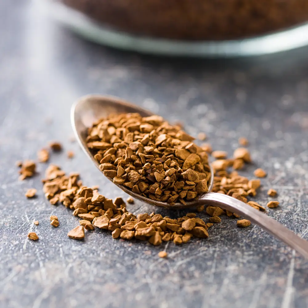 spoon of instant coffee crystals