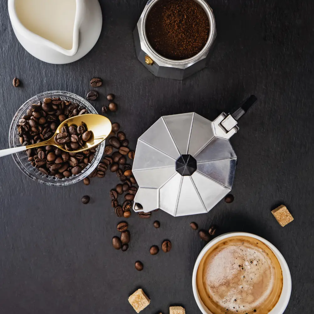top view of a moka pot brewer