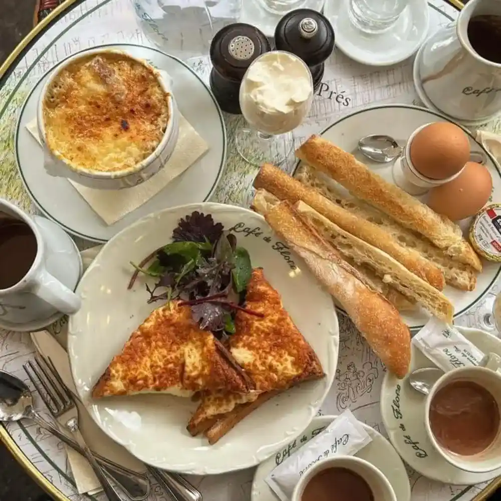 various dishes of food, pizza and coffee