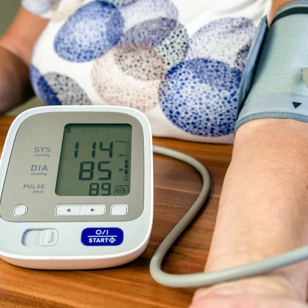 person checking high blood pressure