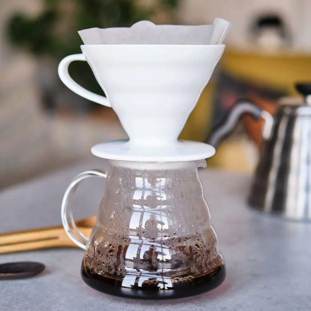 a white hariov60 dripper