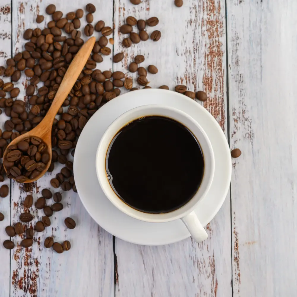 a black cup of coffee