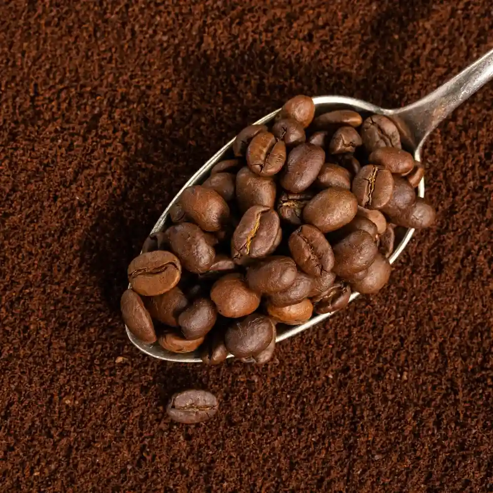 spoon with coffee beans