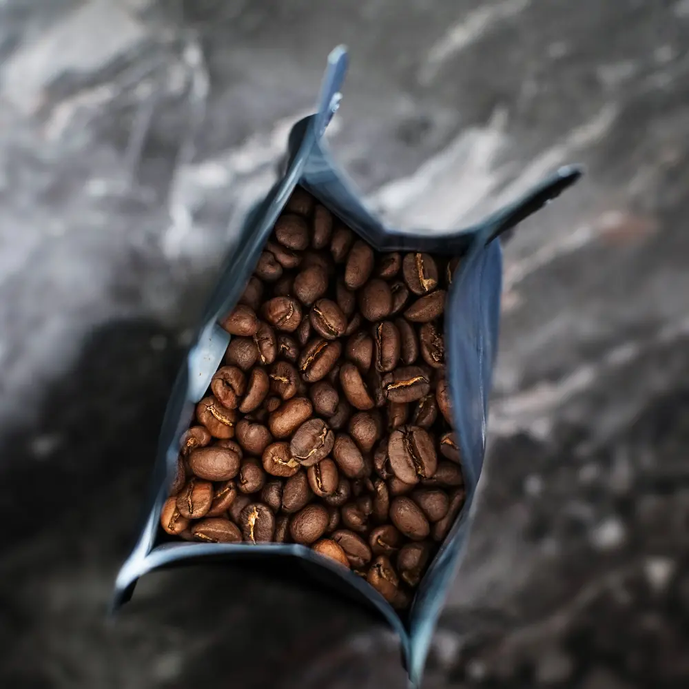 inside a fresh coffee bag