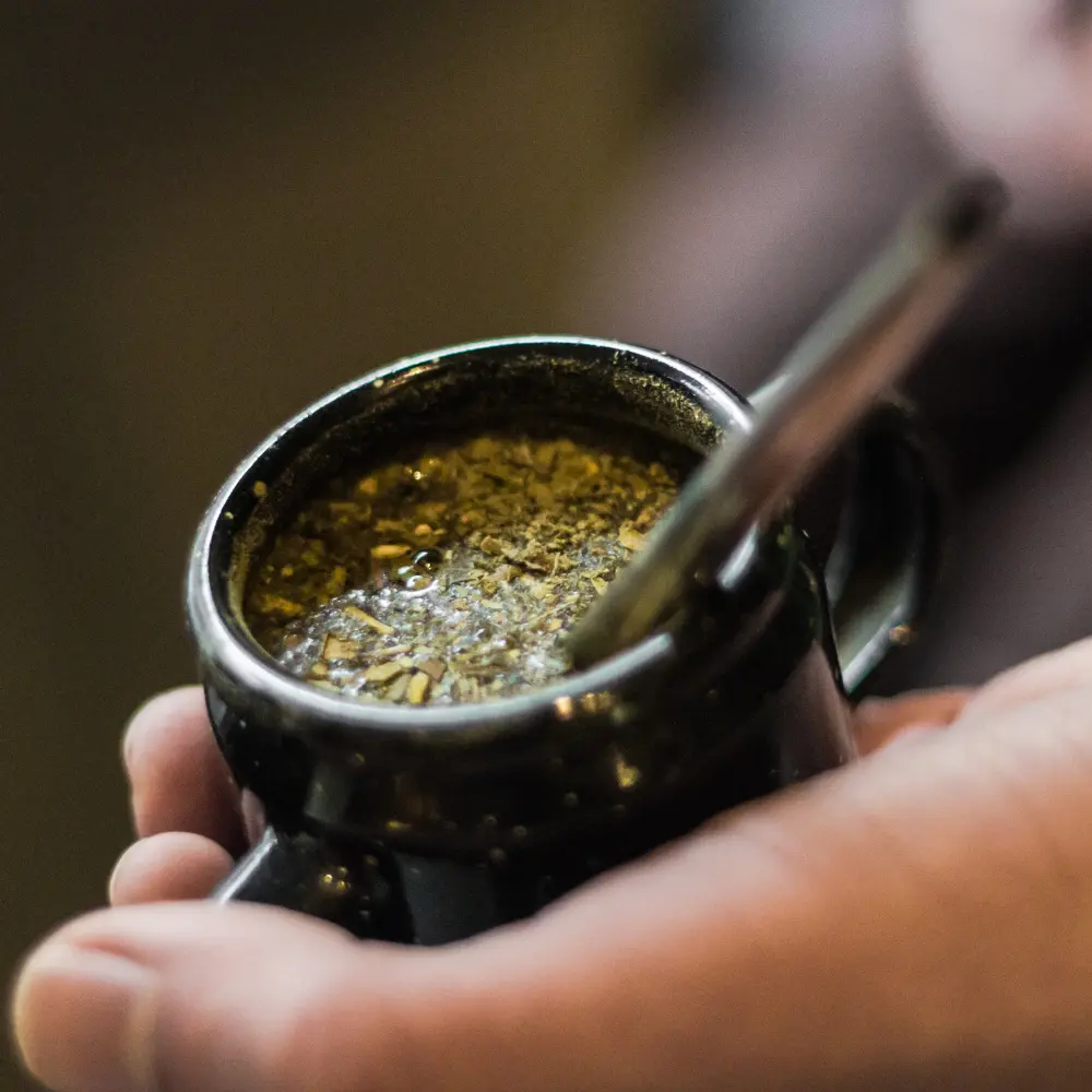 a close up of yerba mate