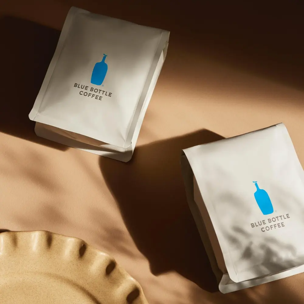 two packages of coffee from blue bottle