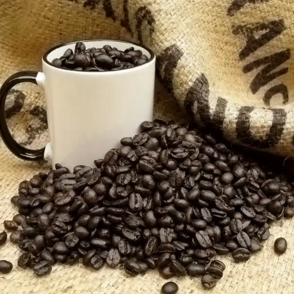 dark roasted coffee beans