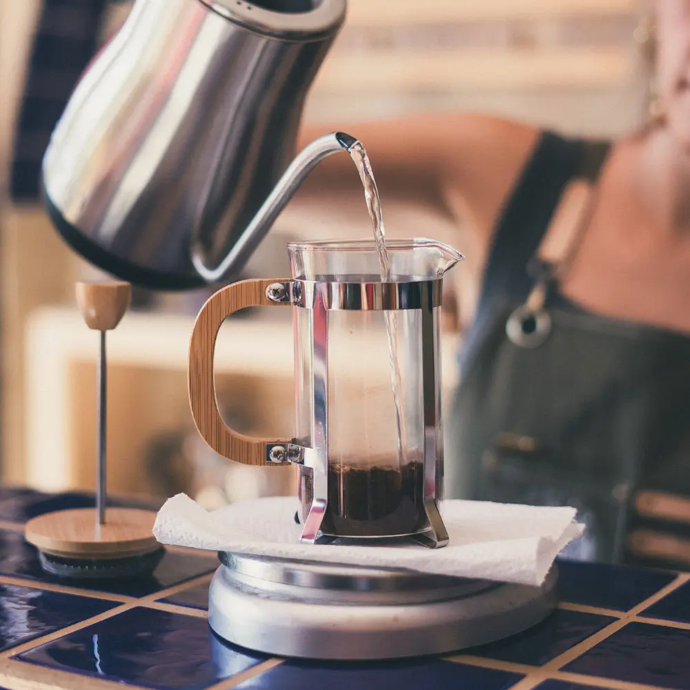 brewing french press coffee