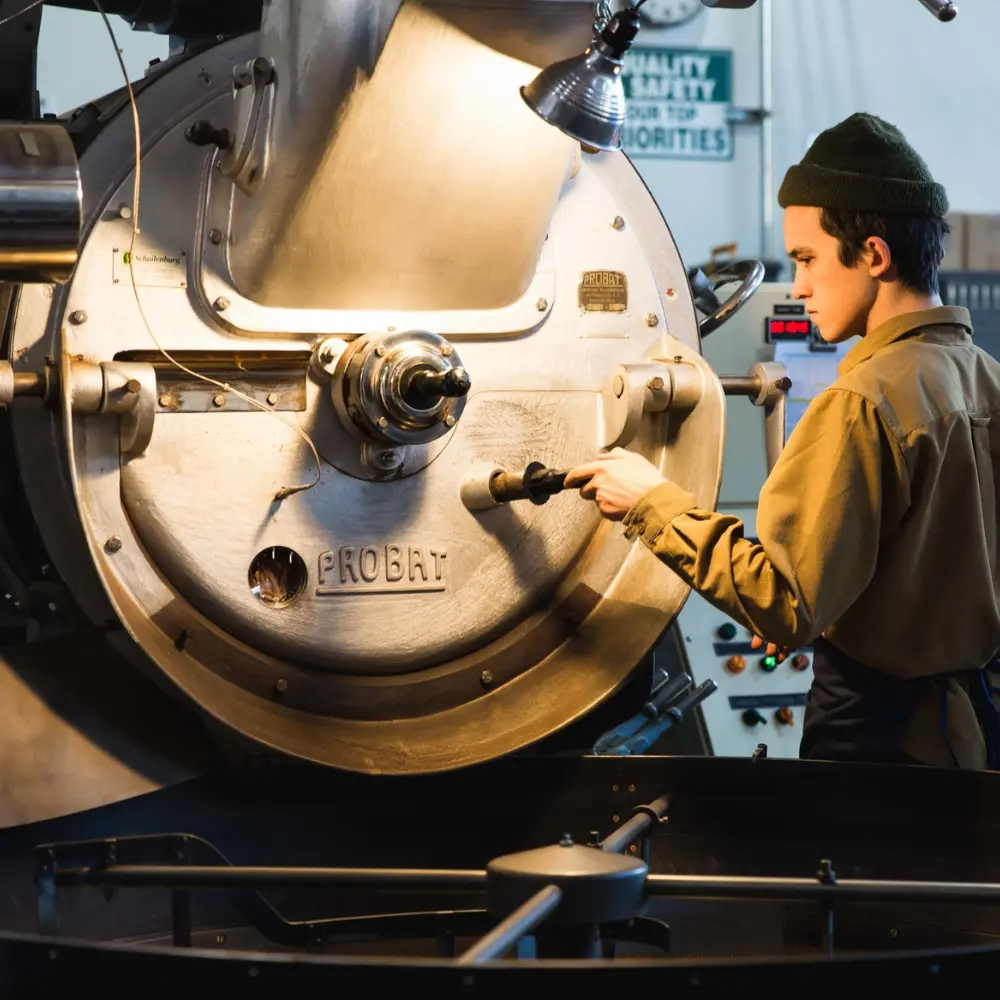 a coffee roasting working