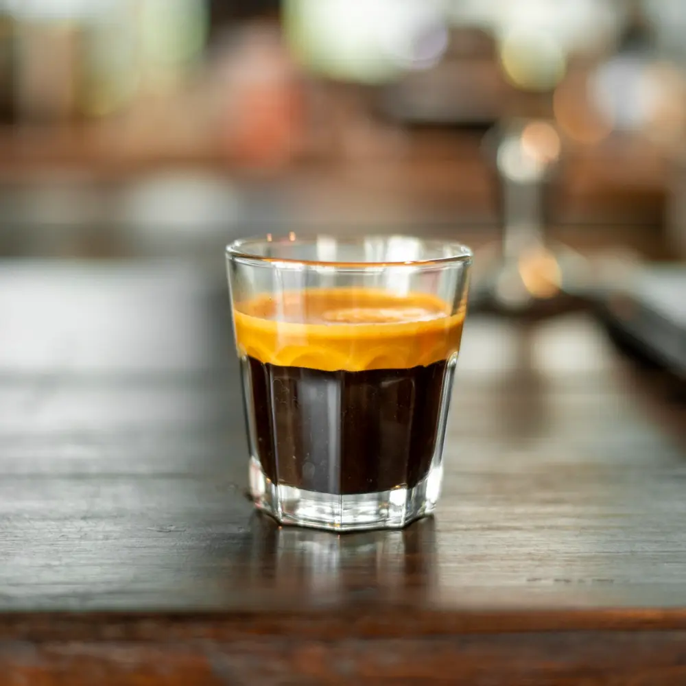 double espresso in a glass