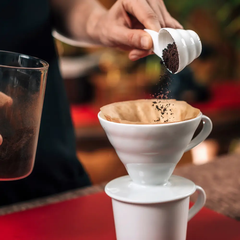 brewing pour-over coffee