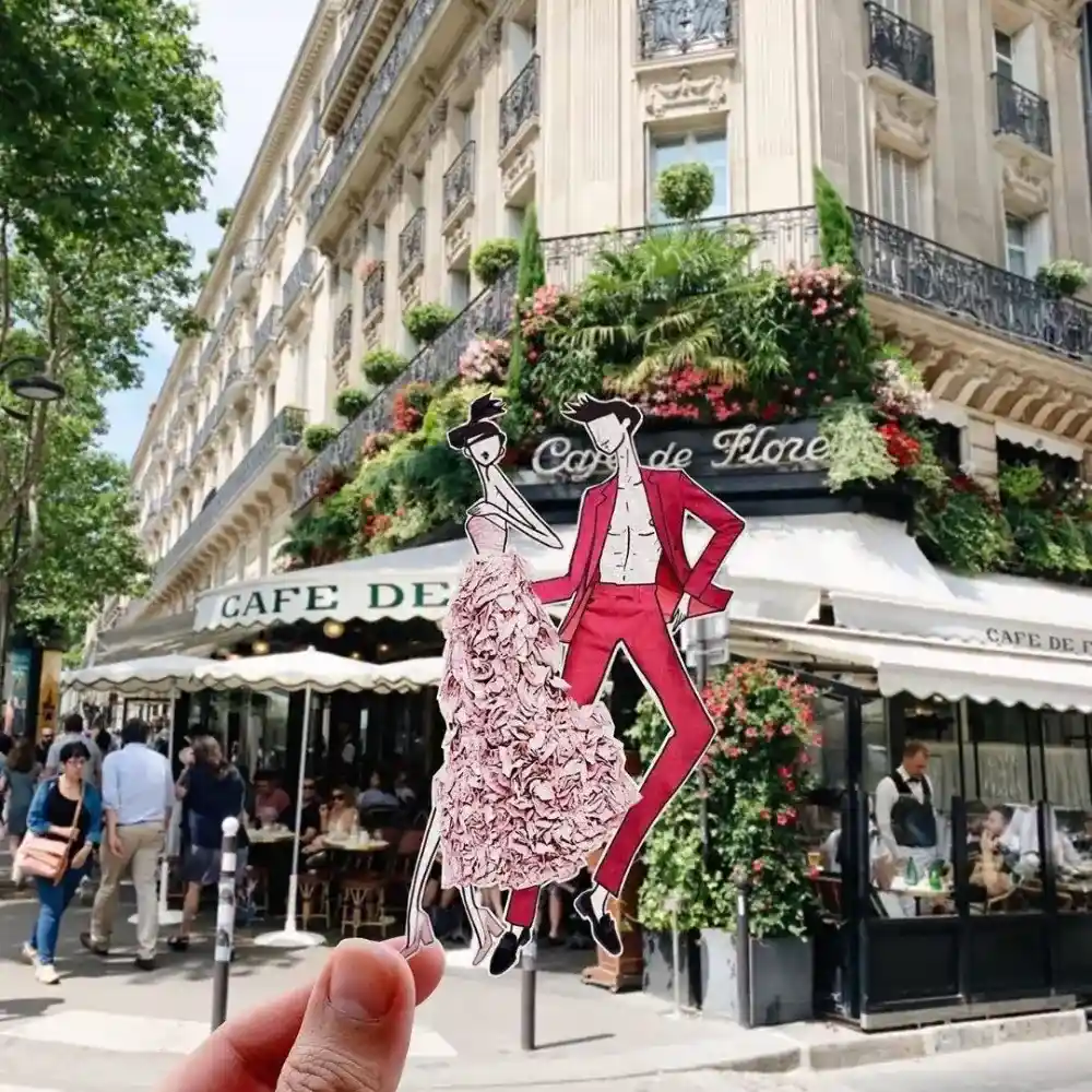 a touristic photo of cafe de flore
