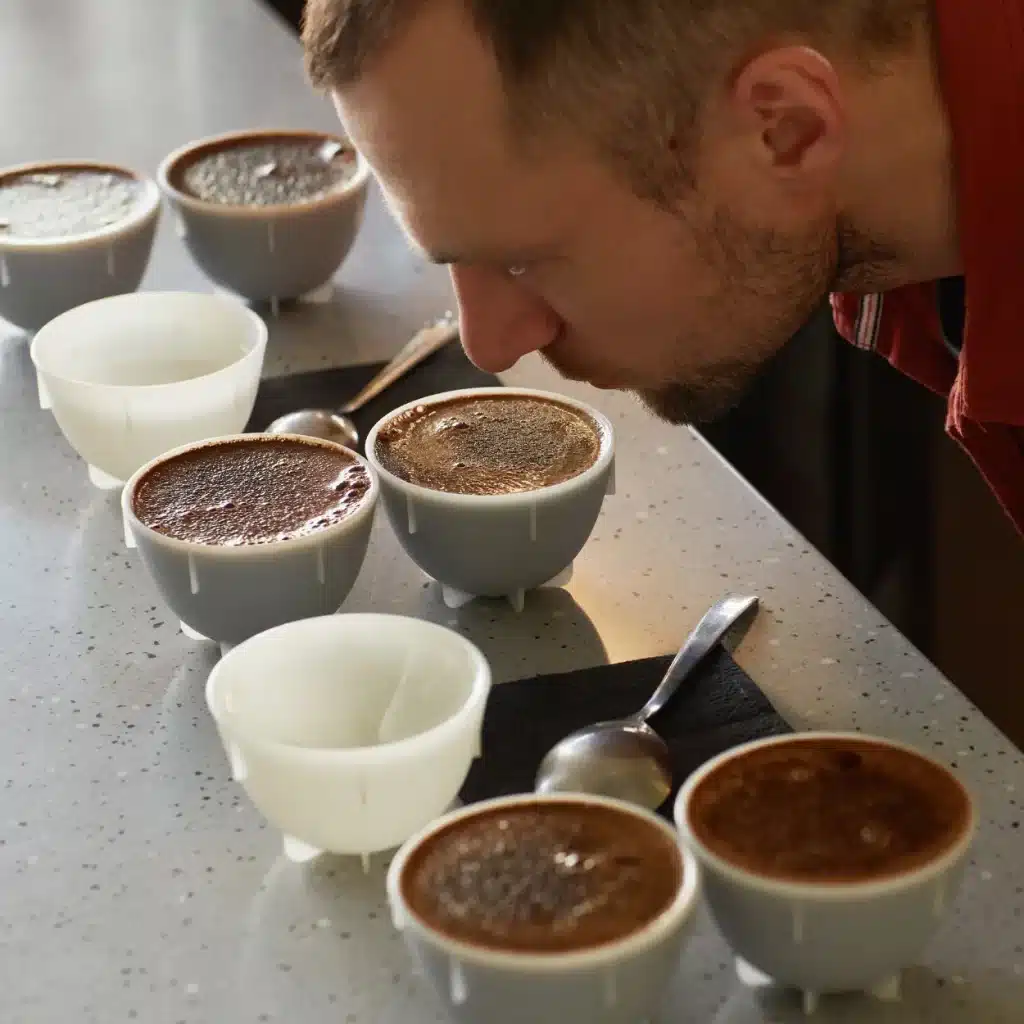 man coffee cupping