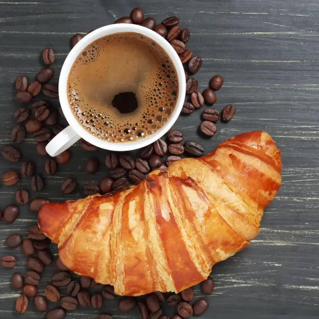 coffee paired with croissant