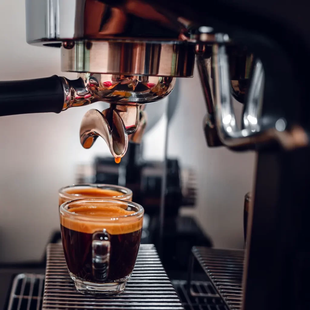espresso machine pressing two shots