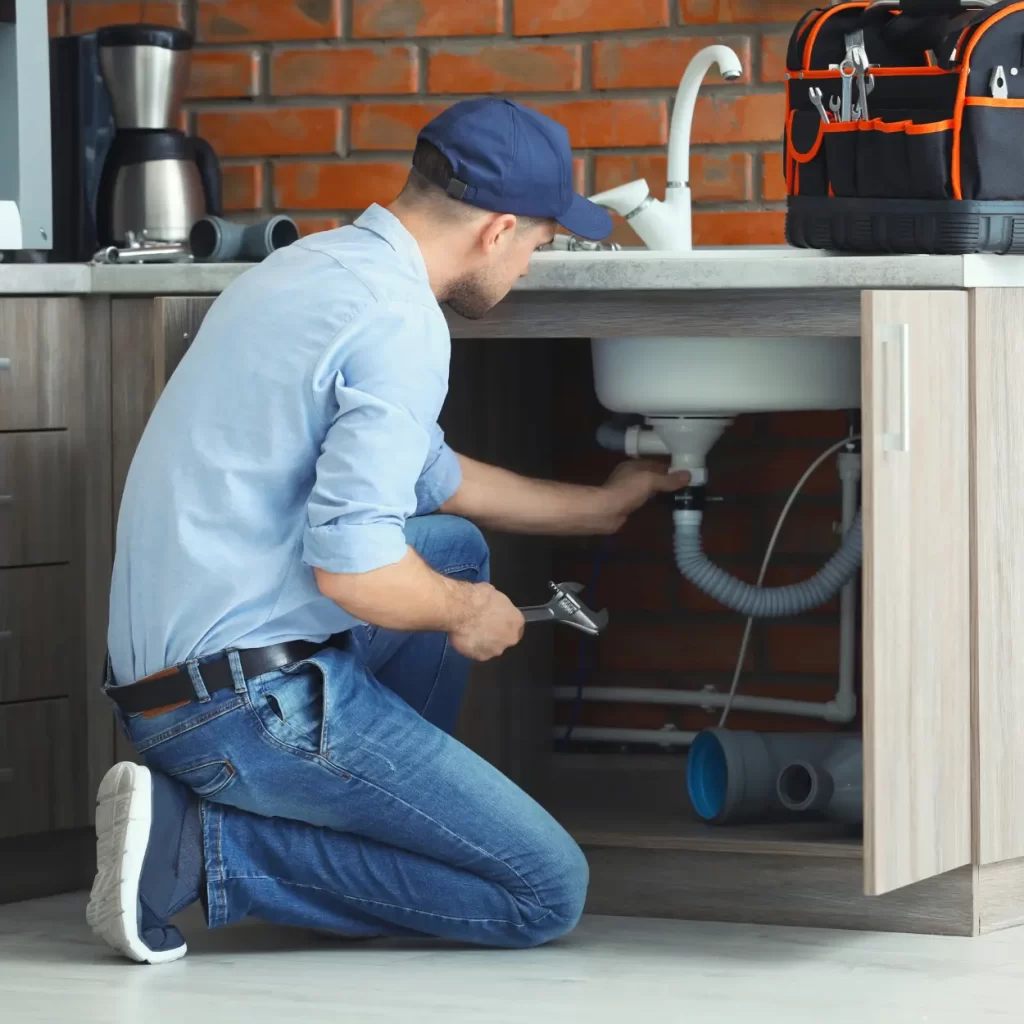 plumber fixing a sink