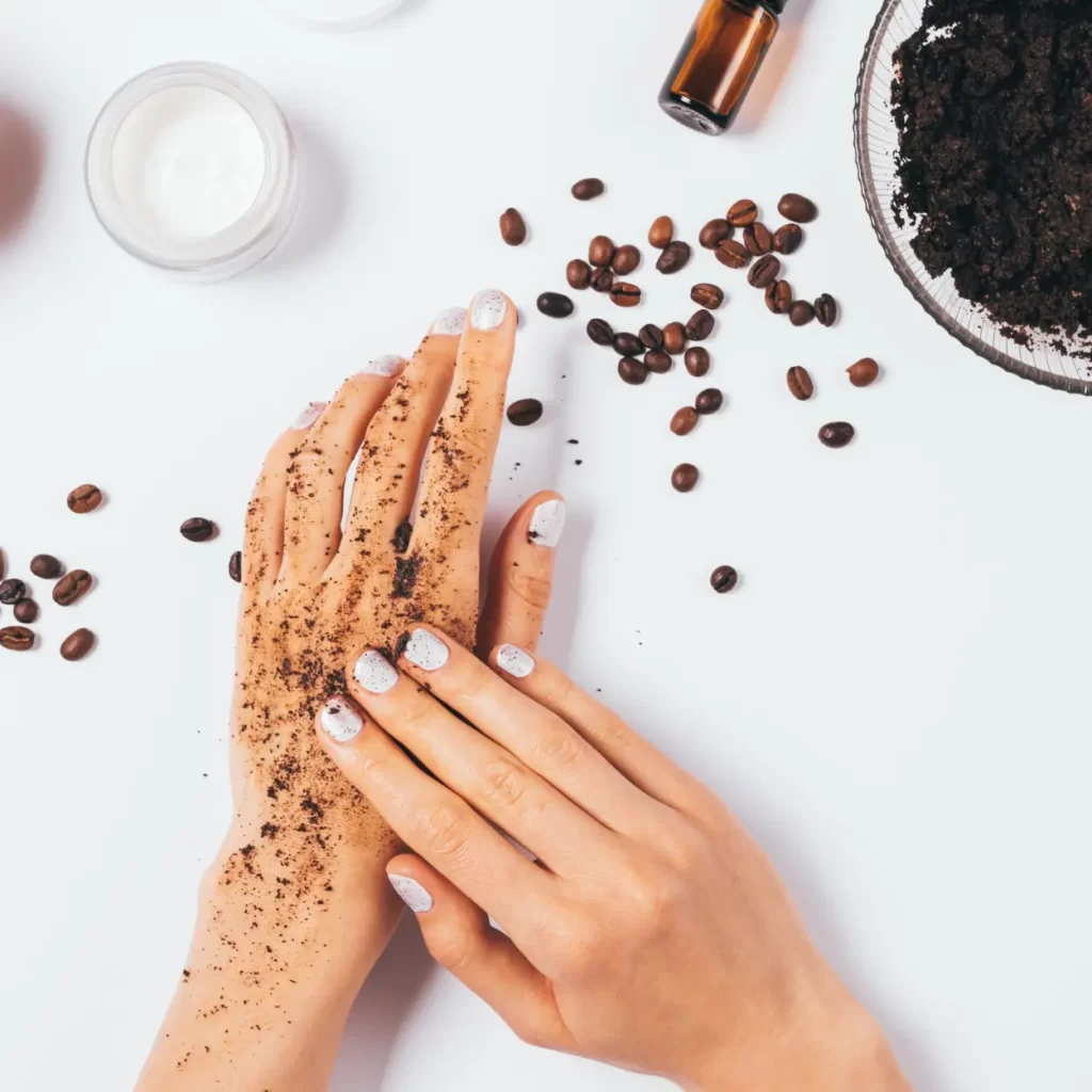 woman spreading a diy coffee scrub
