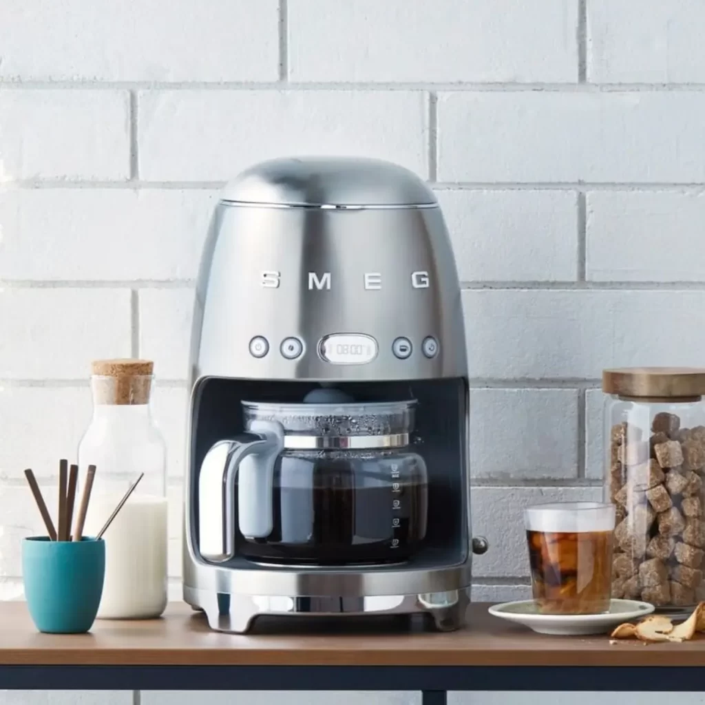 dark silver smeg coffee maker