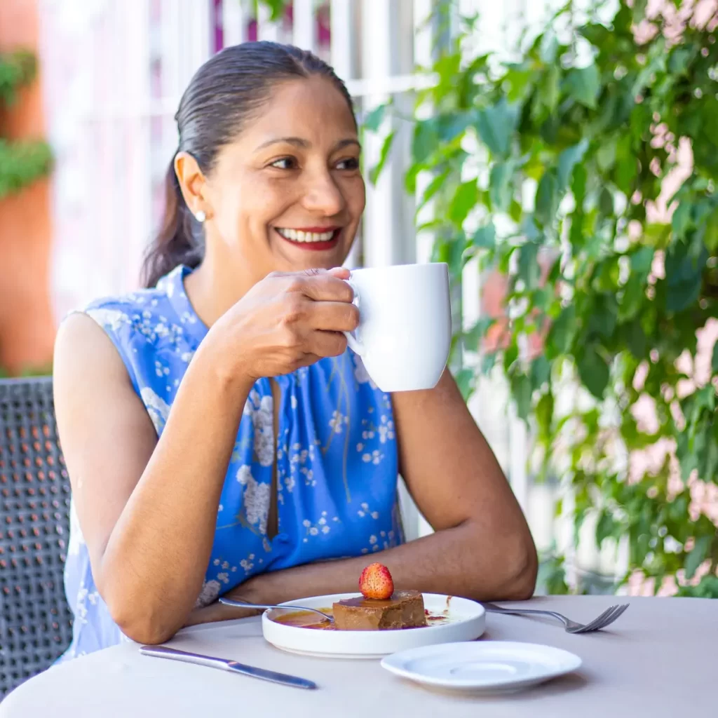 woman drinking costa rican coffee