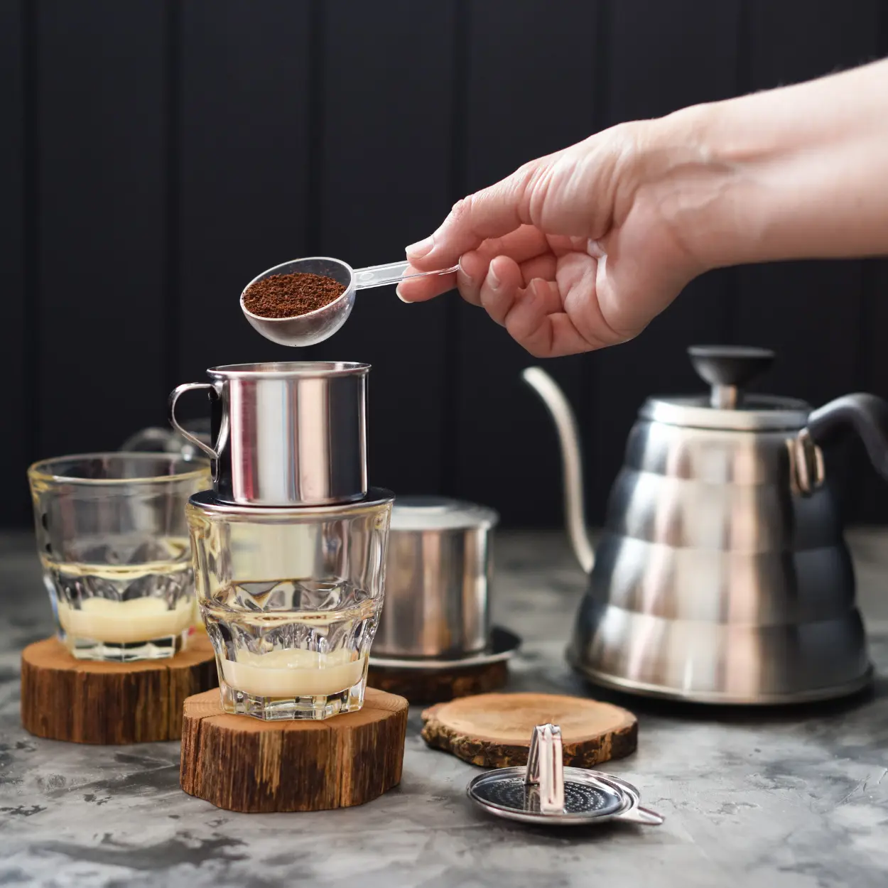 preparing Vietnamese coffee