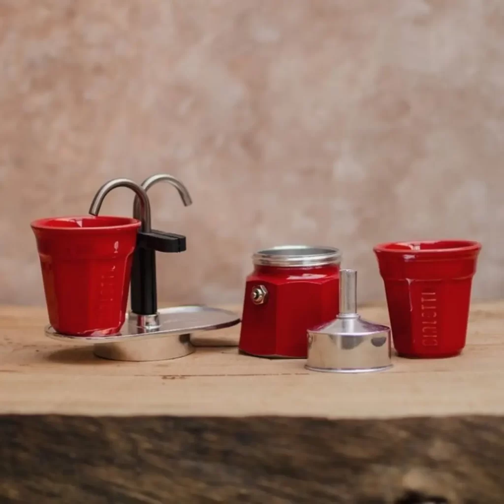red bialetti mini express dissembled