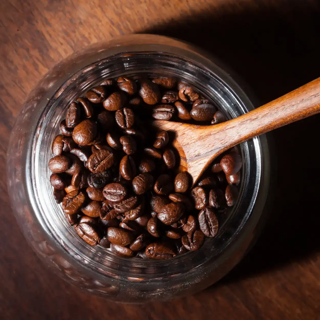 a jar of coffee beans