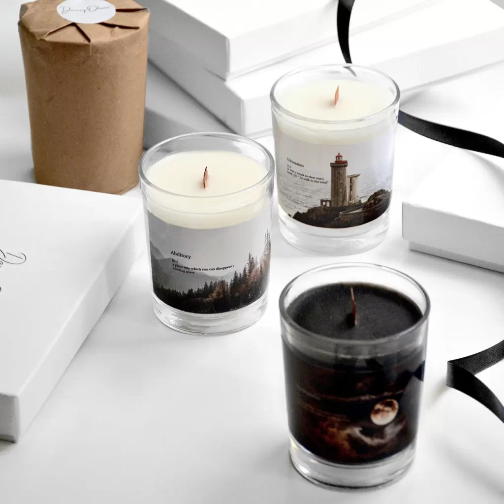 various candles on a table top