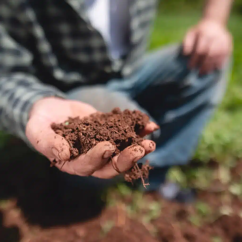 man holding organic soil