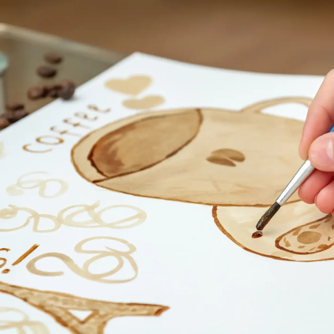 a hand painting a picture of cafe au lait