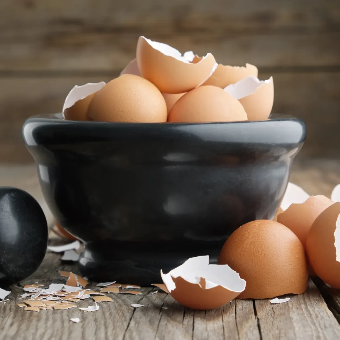 a bowl of eggs with egg shells
