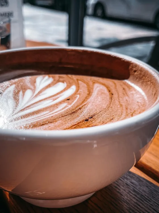 a coffee bowl with a swirl of foam