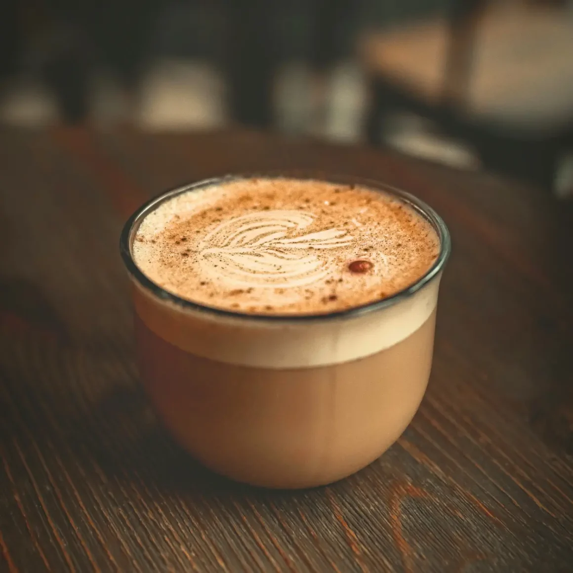 a cup of marocchino coffee on a table
