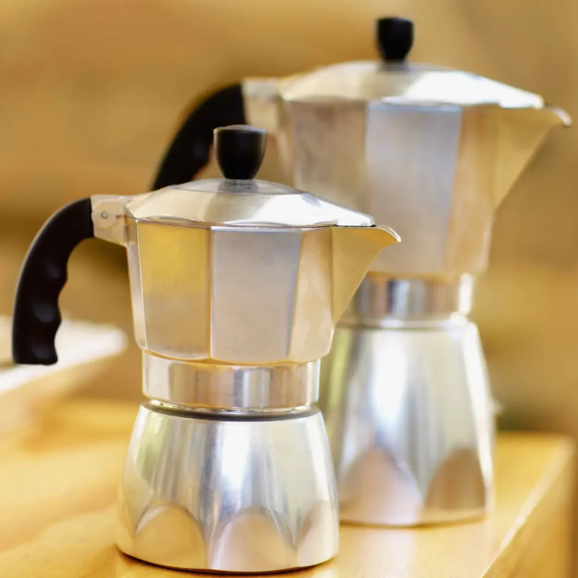 a couple of aluminum moka pots